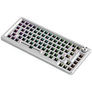 AMIUHOUN 83 Toetsen Aluminium Mechanische Toetsenbord Set Bedraad RGB Hot Swap Custom Metalen Multifunctionele Gaming Toetsenborden Set Zilver