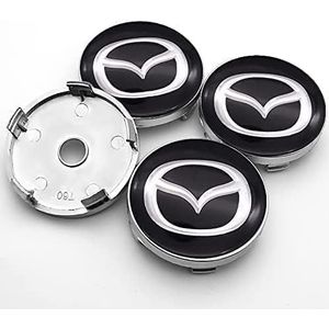 4 stuks auto-naafdoppen voor Mazda 2 3 6 MX5 MX30 CX3 CX8 CX9 60mm auto-naafdoppen vervangende wieldoppen stickers