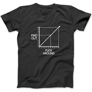 Fuck Around and Find Out Funny Graph Chart Joke Math T-Shirt Grafische T-shirts voor Vrouwen Mannen Unisex, Zwart, XL