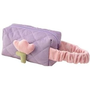 Vrouwen Tulp Bloemen Pouch Grote Capaciteit Reizen Cosmetische Tas Corduroy Rits Zakken Draagbare Opslag Make Up Organizer, Paarse Pols Tas, Eén maat