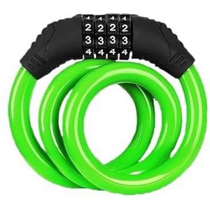 Fietsslot Fietsslot 4-cijferige combinatiecode Wachtwoord Fietsen Mountainbike Helm Lock Anti-diefstal Draagbare Kabel Rugzak Sleutel Fietssloten (Groen Fietsslot)