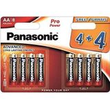 Panasonic Pro Power AA 4 + 4 alkaline 1.5 V niet-rechargeable batterij - non-rechargeable batterijen (alkaline, CYLINDRICAL, 1.5 V, 8 stuks (S), AA, zwart, goud, rood)