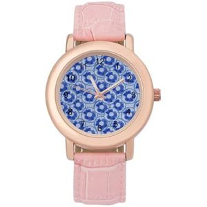 Blauwe Ananas Ring Patroon Klassieke Horloges Voor Vrouwen Gemakkelijk Lezen Mode Grappige Grafische Horloge Gift Voor Werk Workout