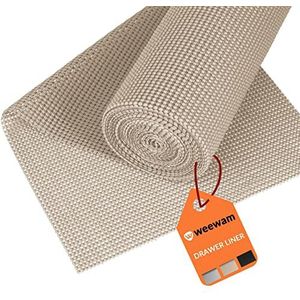 Antislip Lademat voor Keukenladen en Planken, Weewam 45 x 400 cm Rol met EVA Antikleef Gripmat voor Keukenkastvoering, Wasbare Beschermende Mat, Perfect voor Thuis en Kantoor, Campervan - Beige