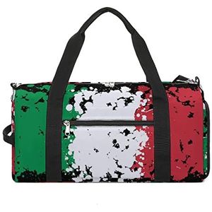 Grunge Blots Italië Vlag Reizen Plunjezak Sport Gym Handtas Waterdichte Carryon Gymbag Met Schoenen Compartiment