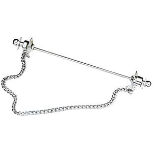 Heren Shirt Collar Bar Pin met Link Chain Broche Pin Cravat Sluitingen 7 cm Zilver, 7 cm, Kunststof