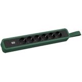 Bachmann - 350.209 - Stekkerdoos - Zwart en Groen - 6 x CEE 7/3 - 2 meter