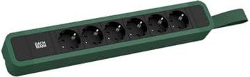 Bachmann - 350.209 - Stekkerdoos - Zwart en Groen - 6 x CEE 7/3 - 2 meter