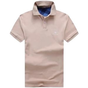 Mannen T-shirts Mannen Ademend Plus Size Turn-Down Kraag Polos Shirt Mannen Solid Shirt, Beige, XXL