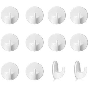 Zelfklevende haken, transparant, 20 stuks, zelfklevend, zonder boren (max. 8 kg), naadloze plakhaken, waterdicht en oliebestendig, multifunctionele kleefhaken, extra sterk, zelfklevende haken, plafond