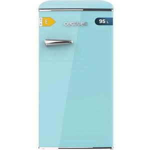 Cecotec Coolmarket TT Origin 95 Blue E Mini-koelkast, retro, 1 deur, blauw, 89,3 cm hoog en 48,7 cm breed, 95 l inhoud, energiebesparend