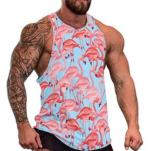 Tropische roze flamingo heren tanktop mouwloos T-shirt pullover gym shirts workout zomer T-shirt