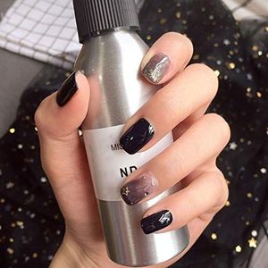 False Nails Coffin Short Fake Nails Stick on Nails Stars Glitter Acrylic False Nail Tips Full Cover 24pcs for Women and Girls