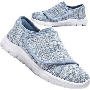 Aocase Diabetic oedeem schoenen dames gezwollen voeten verstelbare grote maat wandelschoenen extra breedte lichtgewicht wandelschoenen voor voeten zwelling antislip schoenen, blauw, 40/250 mm