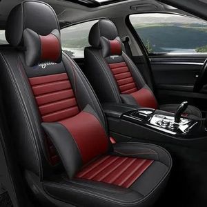 Auto Stoelhoezen Universele Kunstmatige Lederen Auto Seat Cover Voor Volvo Voor XC60 XC90 XC40 XC70 S60L C30 S80 S90 V50 Interieur Stoelhoezen Op Maat Gemaakt (Color : Black Red A)