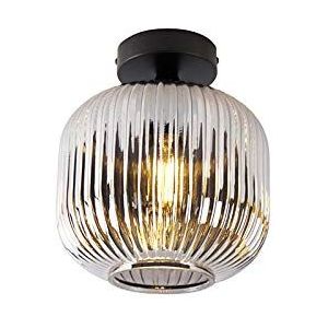 QAZQA karel - Art Deco Plafondlamp - 1 lichts - Ø 200 mm - Zwart - Woonkamer | Slaapkamer | Keuken