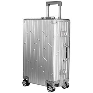 GUNDEL Aluminium Reiskoffer Check-in (Zilver) 66x43x23 cm H/W/D 55L 4x360° Wielen 2X TSA-combinatieslot - Ingecheckte Bagage