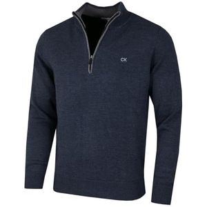Calvin Klein Golf Heren Katoenen Trui-Donkere Oceaanmergel-L
