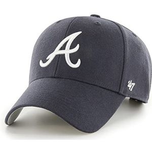 47 MLB Atlanta Braves MVP Unisex Baseball Cap Verstelbare Zachte Band Wit Logo Kleur Navy, marineblauw, Eén Maat