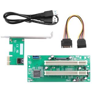 PCIe 1X naar PCI Adapterkaart - Dual Slot Converter met Externe SATA Power, Plug & Play voor Geluid/Netwerk/Gouden Belastingkaart