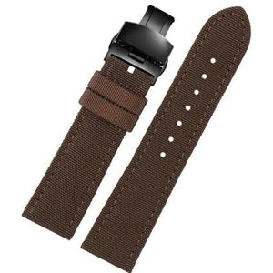 KemEng Nylon horlogebandje, 18-24 mm, NATO-horlogeband voor mannen en vrouwen, Bruine, zwarte klapgesp, 20mm, Riem