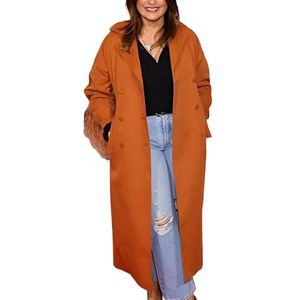 A&M Express Dames Tour Hargitay Bruine jas met franjes - Katoenen trenchcoat met dubbele rij knopen, Bruin, S