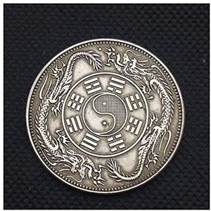 bagua spiegel Chinese dubbele draken Taiji Baguas spiegel teken zilveren messing munt feng shui replica lucky munten voor fortune collectible feng shui spiegel