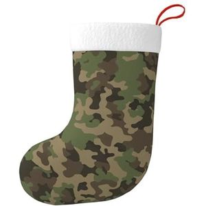 Aubnva Groene Camo Print Kerst Kous 17.7 inch Feestelijke Decor Voor Xmas Familie Bijeenkomsten Party Gunsten