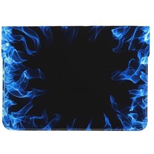 Blauwe Vlam Omcirkeld rond, Lederen Laptop Sleeve, Notebook Tas Laptop Case Sleeve Tablet Aktetas