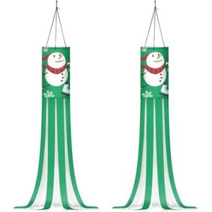 Jeiento Kerst 40 inch windzak sneeuwpop grappig ontwerp windzak vlag voor thuis, tuin, tuin windzak banners voor bomen, balkon, veranda, terras, gazon, set van 2