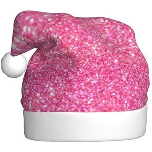 OPSREY Sprankelende Roze Glitter Gedrukt Kerst Hoed Volwassen Unisex Kerst Hoed Kerst Nieuwjaar Vakantie Party Supplies