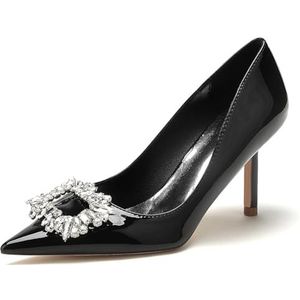 EICOFF Dames Puntige neus Hoge hakken Bruids Trouwschoenen Gesloten neus Strass Stiletto Jurk Pumps Schoenen Gala Party Dans Sandalen met hak,zwart,35 EU