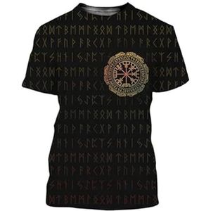 Odin Celtic Raven Korte Mouwen, 3D-geprinte Nordic Warrior Tattoo Heren Punk Straatsport T-shirt, Zomer Ademende Mesh Sneldrogende Korte Mouwen (Color : Compass, Size : XS)