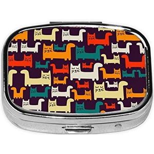 Kat Vierkante Pillendoos, Pil Dispenser Doos Kabeljauw Leverolie Doos Vitamine Pil Doos Patiënt Pillendoos