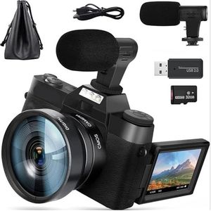 4K digitale camera, videocamera, 48MP camera's for fotografie, vlogcamera, compacte met kantelbaar scherm en autofocus