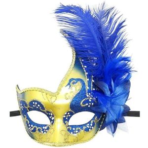 SAVOMA Kerstmis Halloween veren masker carnaval spook masker (kleur: 7 goud blauw)