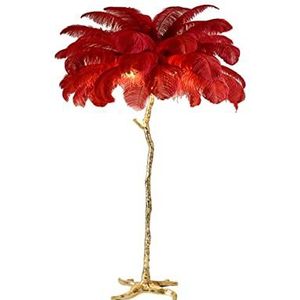 Veren vloerlamp Red Feather staande lampen, tafellamp, zijbedlamp, staande lamp, moderne leeslamp, verstelbare driekleurige lichtbron, staande lampverlichting, slaapkamer, woonkamer, kantoor, interieu