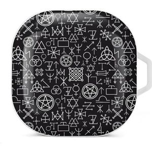 Mystiek patroon oordopjes hoesje compatibel met Samsung hard shell beschermhoes witte stijl