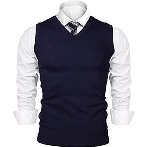 iClosam Heren Pullunder V-hals Comfort Fit Katoen Gebreid Vest mouwloze Trui (zonder shirt)