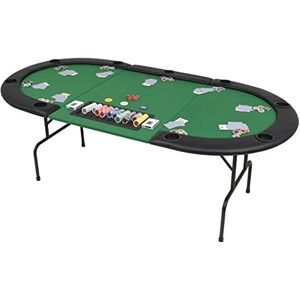 CBLDF 9-Player Opvouwbare Poker Tafel 3 Vouw Ovaal Groen