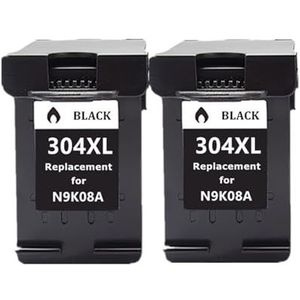 Vervangende inktcartridge 304XL for Deskjet Envy 2620, 2630, 2632, 5030, 5020, 5032, 3720, 3730 en 5010 printer(2Pack BK)