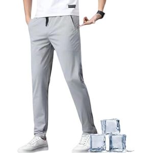 Zomer Ijszijde Sport Byxor, Joggingbroek Voor Heren, Sneldrogende Joggingbroek Voor Heren, Wijde Elastische Joggingbroek (2XL,Lichtgrijs)