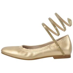 MissHeel Ballerina's pumps met enkelriempje glanzende riempjes pumps damesschoenen comfortabele EU 35 - EU 46, goud, 43 EU