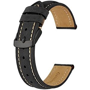 Anbeeren 14mm -24mm horlogeband, retro lederen horlogeband, vintage vervanging armband geschikt for mannen vrouwen, gepolijste gesp (Color : Gray, Size : 15mm)