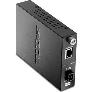 TRENDnet Intelligent 1000Base-T tot 1000Base-LX enkelvoudige modus -SC-glasvezelconverter met dubbele golflengte (60 km/37,3 mijl), TFC-1000S60D3