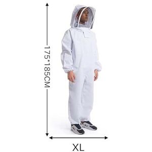 Full Body Bijenteeltkleding Professionele Imkers Kledingbescherming Bijenteeltpak Safty Sluier Unisex Kinderen Beschermend ,Ademend(XXL with gloves)
