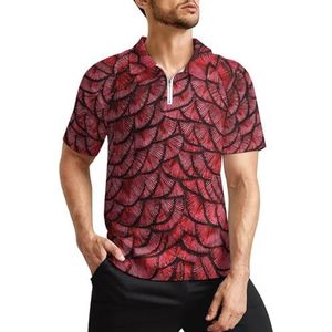 Red Dragon Scales golfpoloshirts voor heren, klassieke pasvorm, T-shirt met korte mouwen, bedrukt casual sportkleding top, L