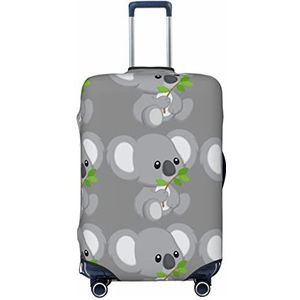 Groene Blad Koala Afdrukken Koffer Cover Elastische Wasbare Bagage Cover Koffer Protector Voor Reizen, Werk (45-32 Inch Bagage), Zwart, Medium