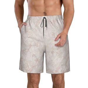 PHTZEZFC Strandshorts voor heren, roségoud, marmerprint, zomershorts met sneldrogende technologie, lichtgewicht en casual, Wit, XL