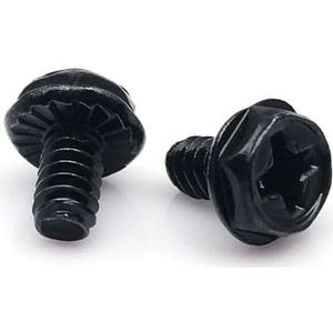 Metalen schroeven 20 stks Zwart Zilver 6#-32x5/6/8mm PC Case voeding Harde Schijf Moederbord Head Mount Fix Schroef DIY Computer (Color : Black, Size : 6-32x8mm)